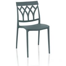 Silla de polipropileno con respaldo de diseño geométrico gris metalizado - Salim