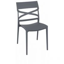 Toscohome - Silla de polipropileno gris metalizado con respaldo cruzado - Flow