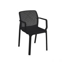 Silla Dalian Jardín Polipropileno Antracita Con Reposabrazos 46,5X53,5X H55 Cm