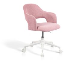 HISPANOHOGAR, silla-butaca de oficina con ruedas y altura regulable, modelo Mia, en tela rosa