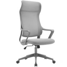 Silla de oficina con ruedas y altura regulable, modelo Remi, en tela gris - Hispanohogar
