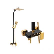 Desconocido - Silla Élégant Colonne de Douche avec Mitigeur Réglable en Hauteur Système de Douche, Noir/Doré