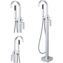 Desconocido - Silla élégant Robinet de Baignoire sur pied avec inverseur et bec rotatif avec douchette et flexible
