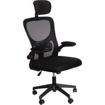 Silla Ergonomic de Oficina Estilo Contemporáneo en Color Negro con Ruedas, Reposabrazos Acolchados 60x117/127x55 cm