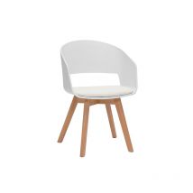 Silla escandinava blanca y de madera clara PRISMA