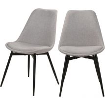 Rendez-vous Déco - Set de 2 sillas de tela gris claro con patas de metal - Filipi