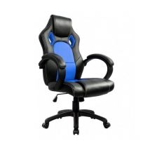 Abitare - Silla gamer giratoria en pvc azul y negro con altura regulable y reposabrazos