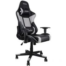 Romo - Silla Gamer Profesional Julieta. Color Blanco y negro Inclinación 180o, Altura Regulable, Cojín Cervical y Lumbar