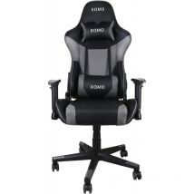 Romo - Silla Gamer Profesional Julieta. Color Gris Inclinación 180o, Altura Regulable, Cojín Cervical y Lumbar