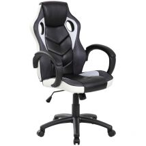 Cfadda - Silla gaming Caloundra, Sillón gamer adulto, Silla de escritorio, 66x61h104/114 Cm, Negro y Blanco