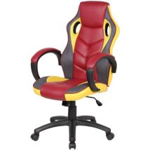 Serena - Silla gaming Caloundra, Sillón gaming adulto, Silla de escritorio, Cm 66x61h104/114, Rojo and Amarillo