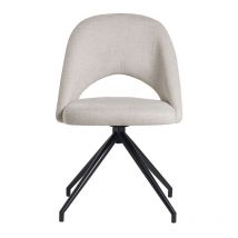 Miliboo - Silla giratoria 360o de tejido efecto aterciopelado texturizado beige y metal negro cosette
