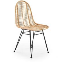 Arredamento1 - Silla Houston 489, De color marrón claro, 90x44x55cm, Ratán, Metálico