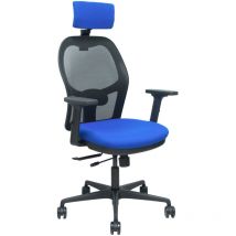 Silla Jorquera traslack malla negra asiento bali azul brazos 2D cabecero regulable