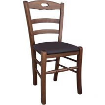 Silla Madera loris Nogal Oscuro Con Asiento Acolchada Polipiel Marrón