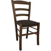Okaffarefatto - Silla country de madera de nogal oscuro con asiento tapizado marrón