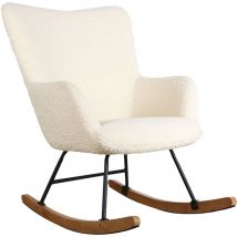 Silla mecedora borreguito efecto lana rizada beige kaira