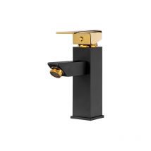 SILLA Mitigeur lavabo retro bec haut en Laiton, économie d'eau, Noir/Doré