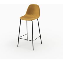 Rendez-vous Déco - Silla para isla central de terciopelo amarillo 65 cm - Henrik