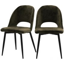 Set de 2 sillas de terciopelo verde con patas de metal negro - Pénélope