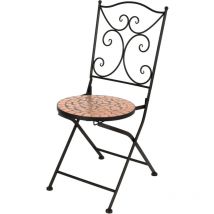 Chaise de balcon avec motif en mosaïque et dossier décoratif, en métal