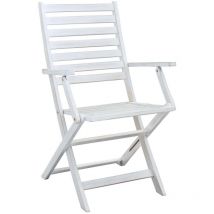 Silla plegable blanca de madera con brazos mod.Serena