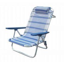 Silla plegable de rayas azules con reposabrazos