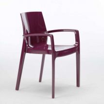 Silla Polipropileno Apilable con Reposabrazos para Cocina Bar Cream Grand Soleil Morado