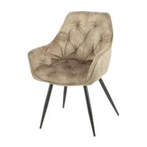 Veriaffari.it - Silla Senna de terciopelo marrón con estructura de metal negro - Moderna y cómoda