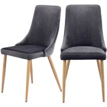 Set de 2 sillas de terciopelo gris - Vinni