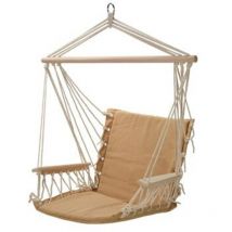 Qfplus - Silla/hamaca colgante algodon 100 x 53 cm arena
