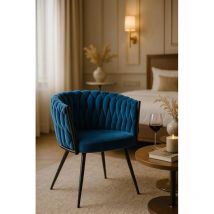 Sillas Comedor - Silla Widny Black Terciopelo - Azul