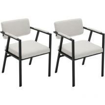 Sillas de Comedor 2Pcs en Lino Cocina Moderna Sillas de Ocio con patas de Metal para sala de Estar Restaurante, Blanco, Wahson