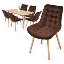 Miadomodo - Sillas de Comedor - Pack de 6, Patas de Madera, Asiento, Respaldo Tapizado, Terciopelo, Costura Cuadrada, Acolchadas, Modernas, Estilo