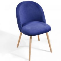 Nova - miadomodo Sillas de Comedor - Pack de 4, Patas de Madera, Asiento, Respaldo Tapizado, Terciopelo, Acolchadas, Modernas, Estilo Nórdico, Azul