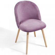 MIADOMODO Sillas de Comedor - Pack de 8, Patas de Madera, Asiento, Respaldo Tapizado, en Terciopelo, Acolchadas, Modernas, Estilo Nórdico, Morado