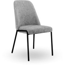 Home Heavenly - Pack 2 sillas comedor dango con respaldo y asiento de tela de tapicería jaspeada antimanchas y patas metálicas en color negro Color: