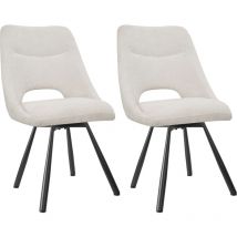 Lewe - Juego de 2 Sillas de Comedor de Lana de Cordero - Respaldo con Diseño Hueco sin Apoyabrazos - Patas de Metal Negro Duraderas - Beige