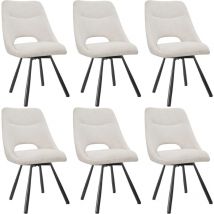 Lewe - Juego de 6 Sillas de Comedor de Lana de Cordero - Respaldo con Diseño Hueco sin Apoyabrazos - Patas de Metal Negro Duraderas - Beige