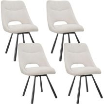 Lewe - Juego de 4 Sillas de Comedor de Lana de Cordero - Respaldo con Diseño Hueco sin Apoyabrazos - Patas de Metal Negro Duraderas - Beige