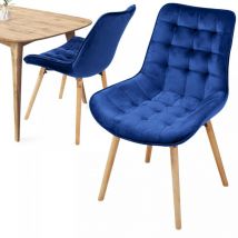 MIADOMODO Sillas de Comedor - Pack de 2, Patas de Madera, Asiento, Respaldo Tapizado, de Terciopelo, Costura Cuadrada, Acolchadas, Modernas, Estilo