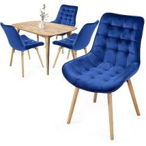 MIADOMODO Sillas de Comedor - Pack de 4, Patas de Madera, Asiento, Respaldo Tapizado, de Terciopelo, Costura Cuadrada, Acolchadas, Modernas, Estilo