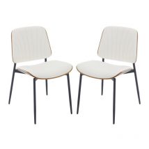 Wahson Office Chairs - Sillas de Comedor Juego de 2 en Cuero de la pu Moderno Simple Sillas de Cocina para sala de Estar Restaurante, Blanco, Wahson