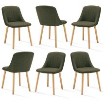 Goeurvant - Sillas de comedor modernas con cojín de asiento grueso, respaldo ergonómico y patas de madera, Estilo y comodidad en uno - Juego de 6