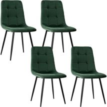 Lewe - Pack de 4 Sillas de Comedor, Silla de Cocina de Terciopelo y Patas de Metal, Verde oscuro