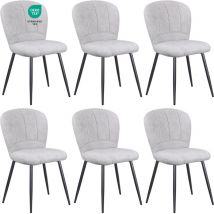 Lewe - Juego de 6 Sillas de Comedor, Silla de en Forma de Concha de Felpa Chenilla y Patas de Metal - Gris