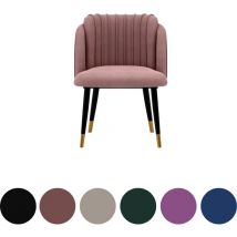 Life Interiors - Silla de comedor de terciopelo Milano individual - Patas de metal con tapas doradas - Silla de comedor - Silla tapizada - Silla de