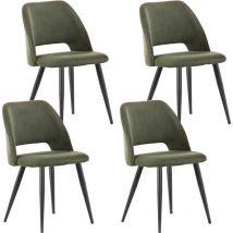 Lewe - Juego de 4 Sillas de Comedor,Silla de Cocina con Patas Independientes,Pana Silla Tapizada,Verde