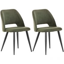 Lewe - Juego de 2 Sillas de Comedor,Silla de Cocina con Patas Independientes,Pana Silla Tapizada,Verde