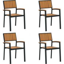 Vidaxl - Sillas de exterior 4 pcs apilables de madera maciza de acacia y metal